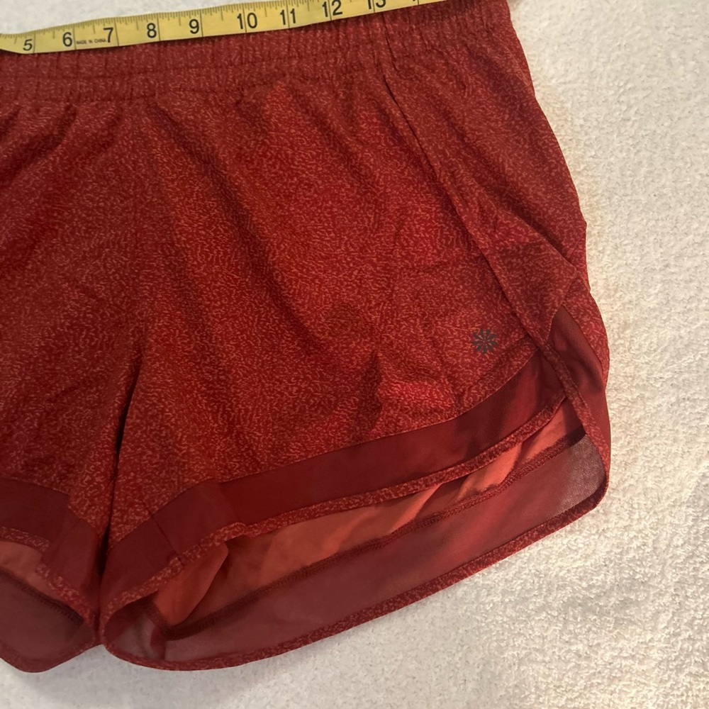Athleta Mesh Racer Run Shorts Rust Red Speckled Size M - Picture 3 of 10